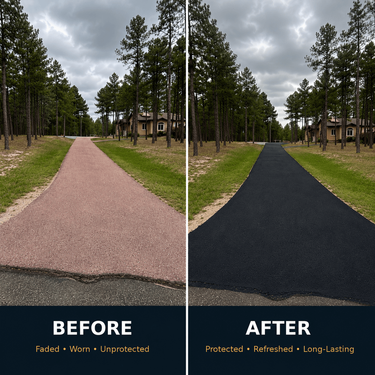 Before/After Photo of Driveway Sealcoating Colorado Springs, CO