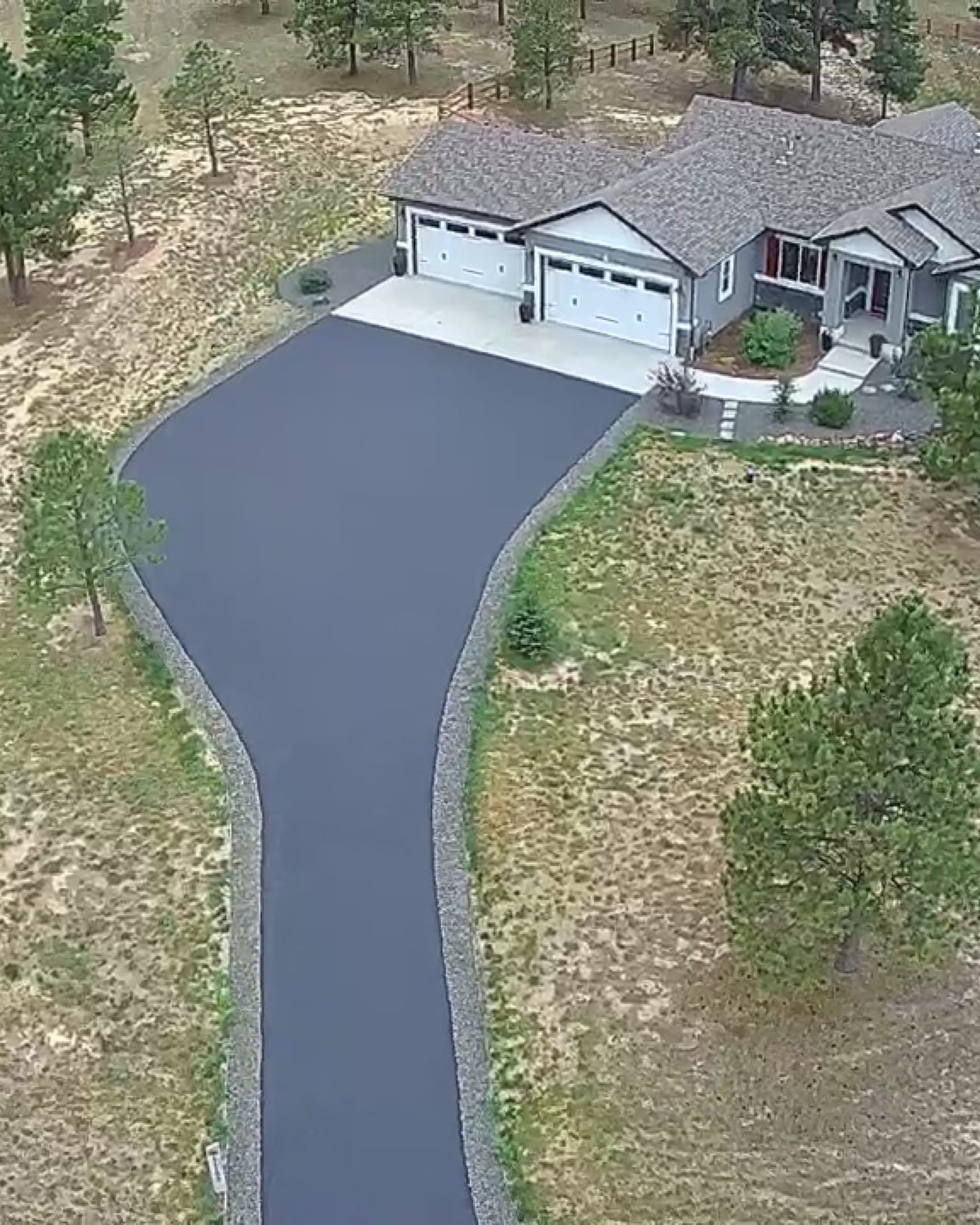 Freshly sealed driveway