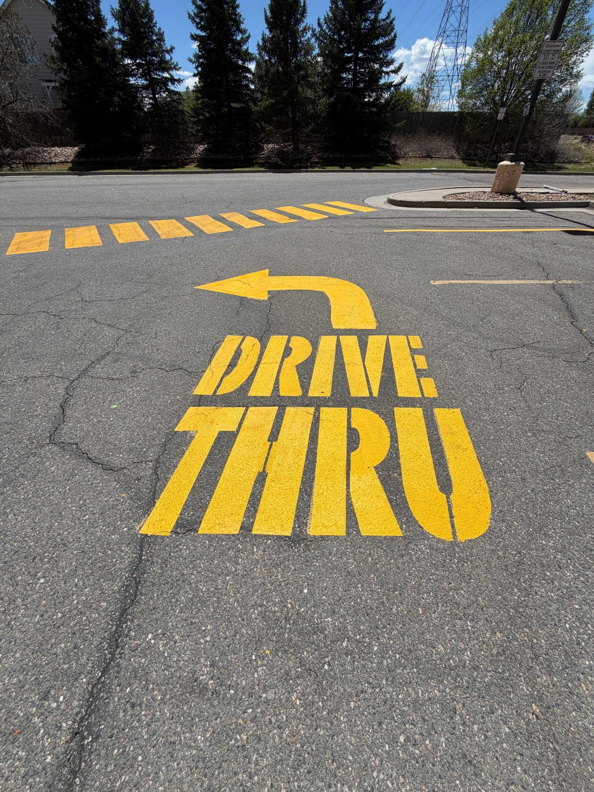 Yellow drive thru stencil